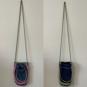 Vintage Y2K 2000s Handmade Denim Fairy Artsy Denim Crossbody Bags Set 2 Purses